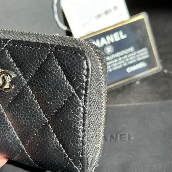 Authentic Chanel Zippy Coin Purse Wallet Caviar SHW Zipped Card Holder Wallet CC - Picture 6 of 11